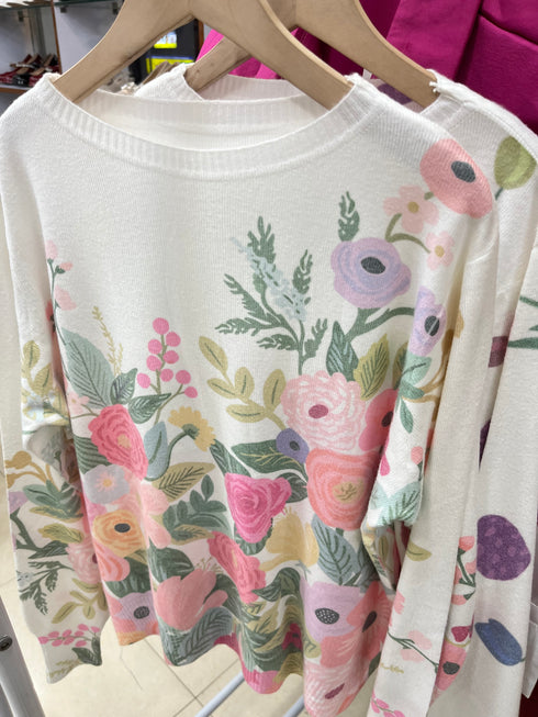 Winter Knitted Floral Print Pullover